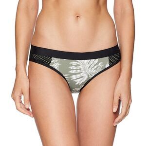 Skye Swimwear Green Floral Hibiscus Black Mesh Side Bikini Swim Bottoms Small
